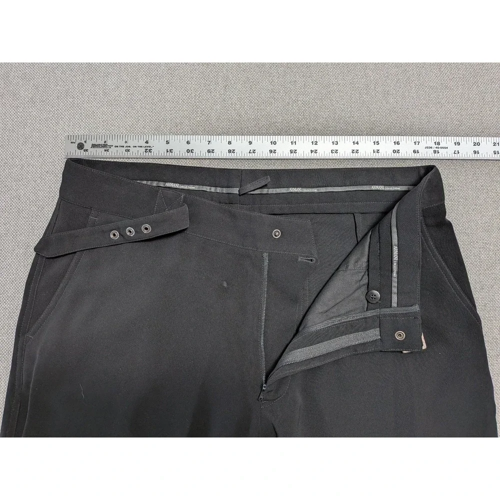 Armani Collezioni Men's Black Flat Front Dress Pants 38L 100% Polyester Prom NWT
